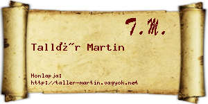 Tallér Martin névjegykártya